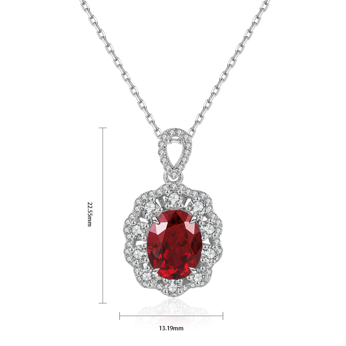 Gemfiori Anster 925 Sterling Silver High-quality Cultivated Ruby Necklace - Suitable for Parties or As a Gift