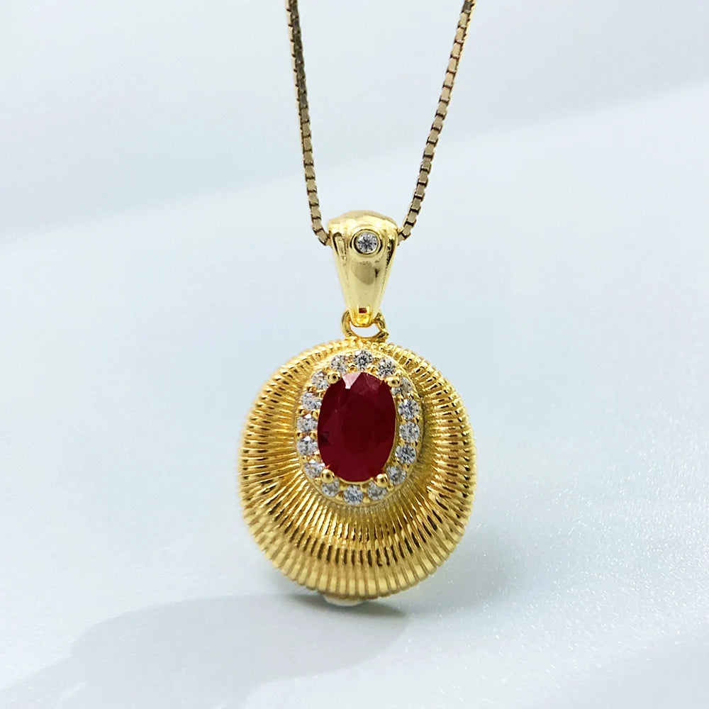 Gioiellieri Ruby Pendant for Necklace with Natural Red Gemstone 925 Sterling Silver July Birthstone Fine Jewelry Luxury Engagement Wedding