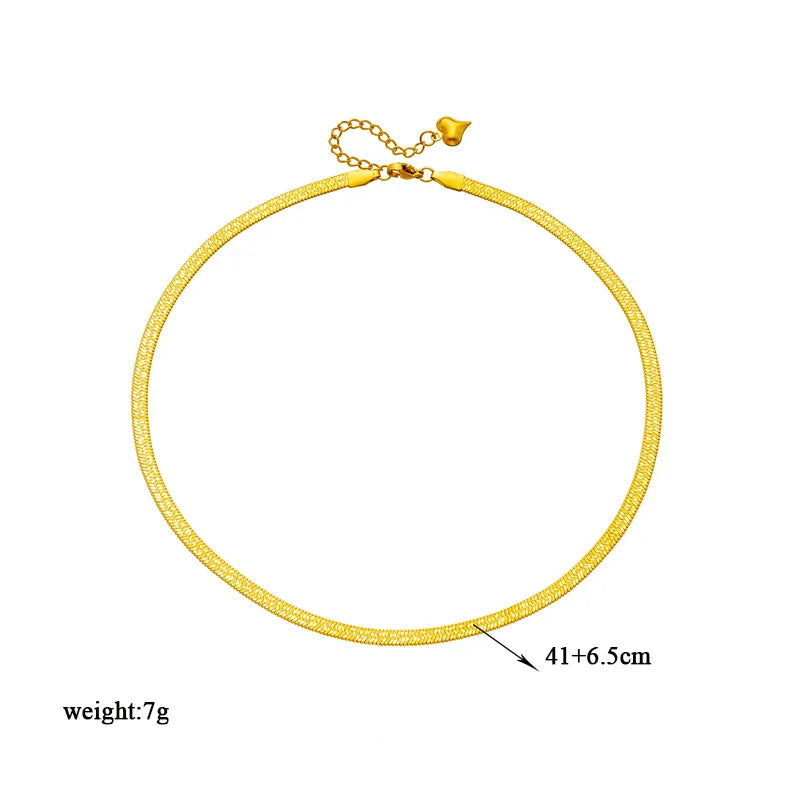 Gold Polished Disc Chain Necklace & Bracelet Jewellery Set | Minimalist Luxury Fashion Set