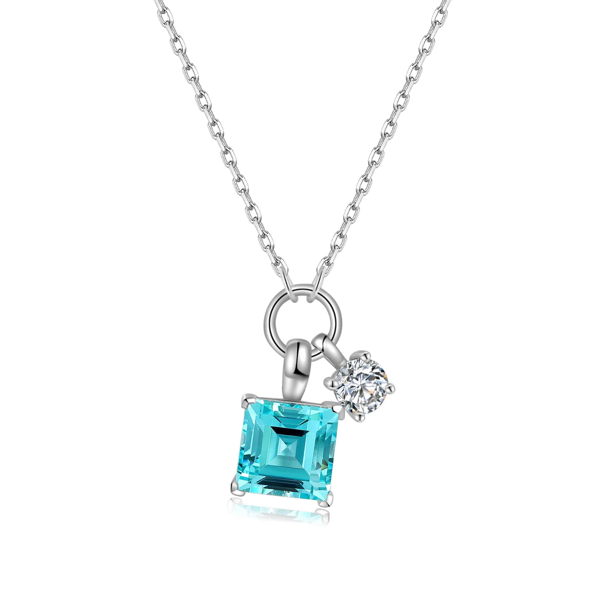 Gemfiori Anster 925 Sterling Silver High-quality Cultivation Lab Grown Paraiba Necklace - Suitable for Parties or As a Gift