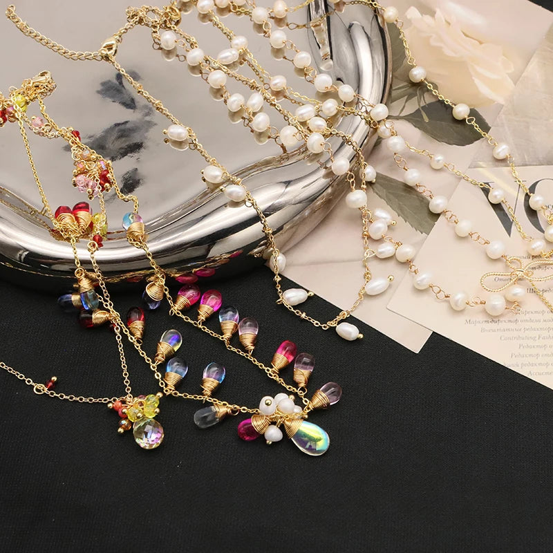 100% Natural Baroque Pearls Long Chain Pendant Necklace Trend Elegance Charm High Quality Jewelry Wholesale Customization