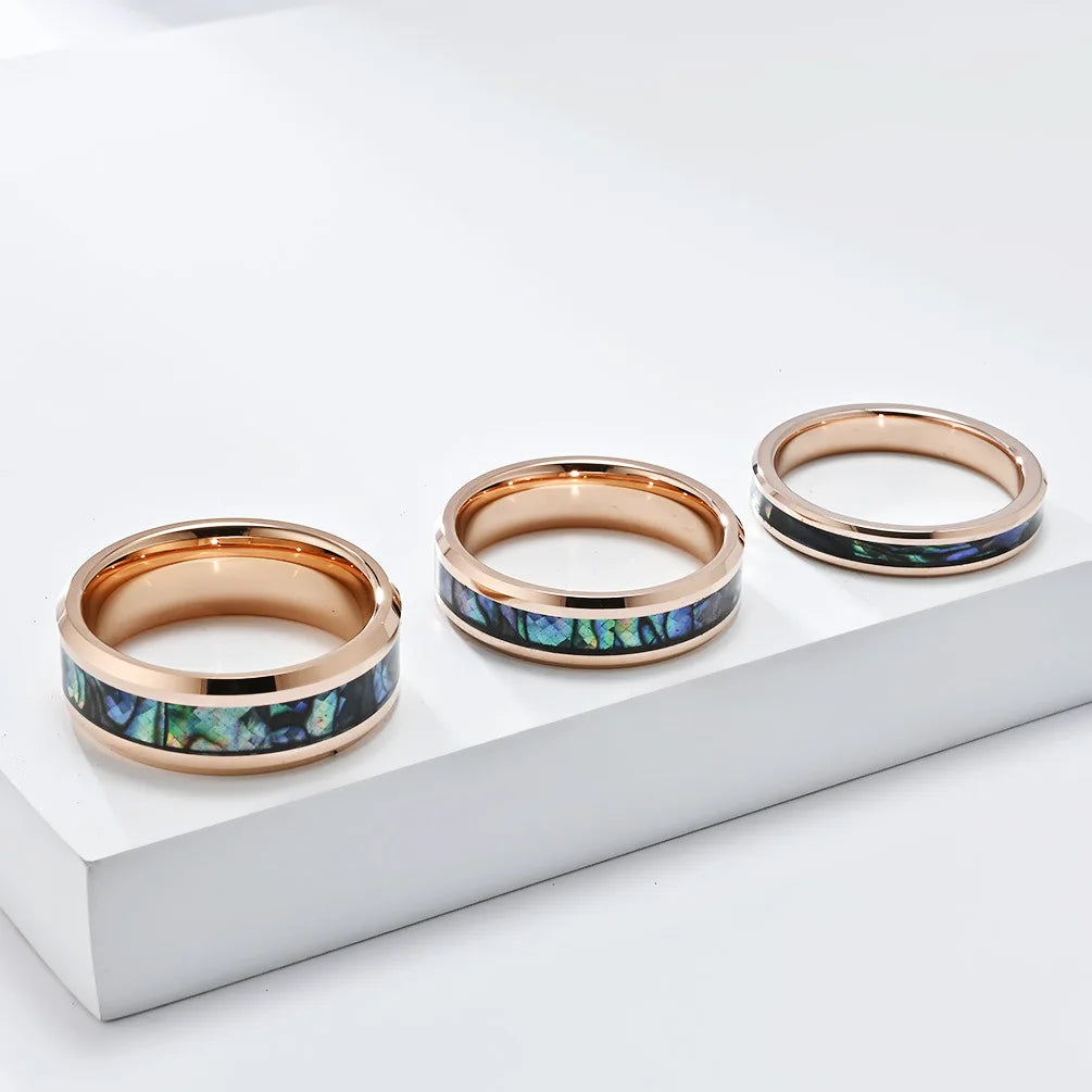 Tungsten Steel Inlaid Abalone Shell High-Level Fashion Couple's Ring