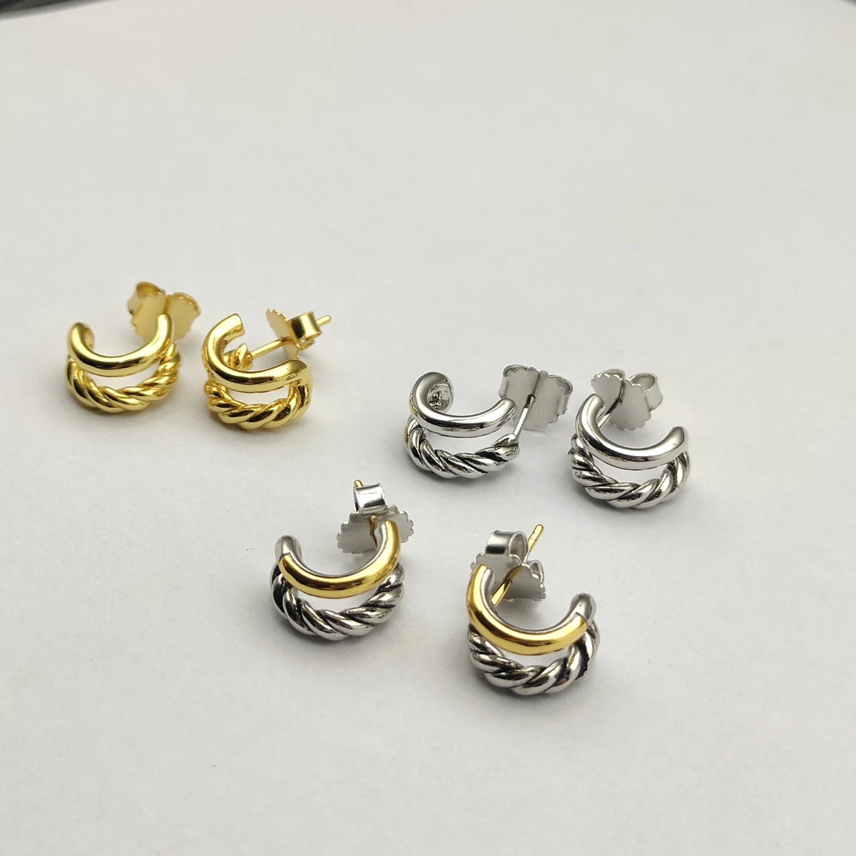FASHIONISTA DY High-Quality Silver-Plated 13.5mm Silver Double Hoop Earrings. Gold-Plated Earrings. Jewelry.