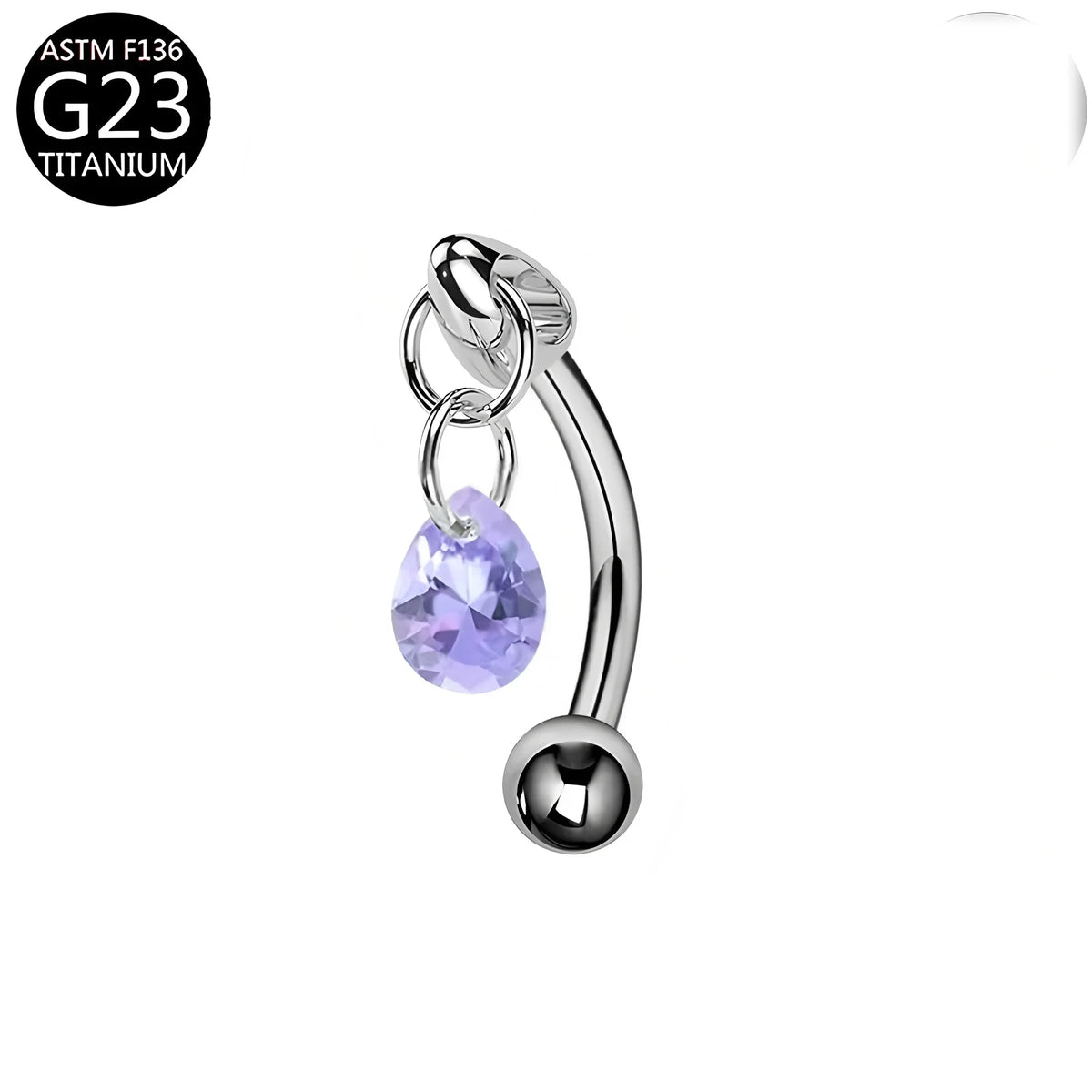 S&S Titanium Zircon Internally Threaded Eyebrow Stud | Multi-Shape & Colour