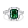 High Quality Fine Jewelry 925 Sterling Silver Green Zircon Ring for Women Gifts Emerald Luxury Women's Green Stone Ring Jewelry