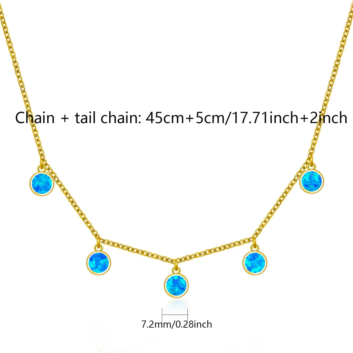 Aobao Rose Gold Silver Plated Opal Sweater Chain Minimalist Round Necklace