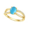 ArtistA Abiding Classic Design 925 Silver Yellow Gold Plated Turquoise Rings Stacking Synthetic Gemstone Turquoise Ring in Stock