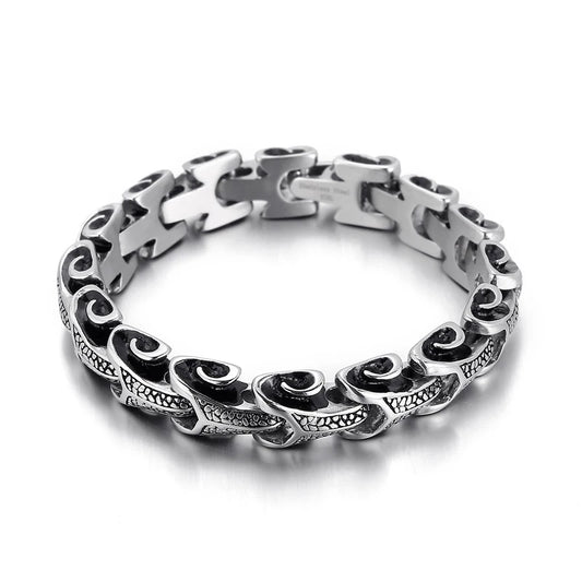 KALEN Casting Man Stainless Bracelets Steel Pulsera Para Hombre En Plata