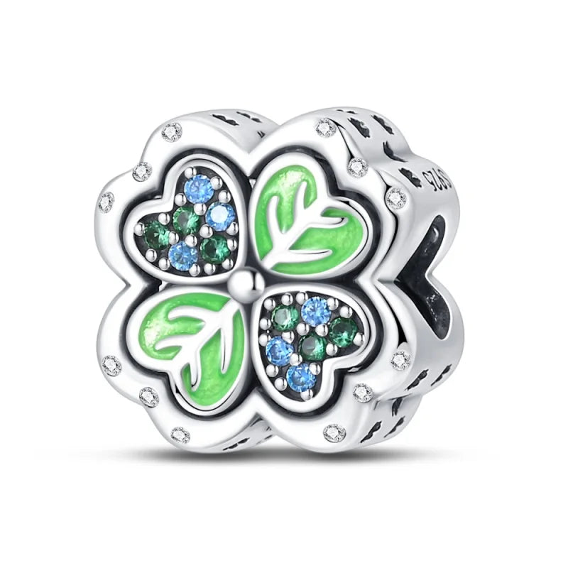 S&S Four Leaf Clover Zircon & Enamel 925 Silver Jewellery | Rings, Earrings, Bracelet & Pendant | S&S Collection