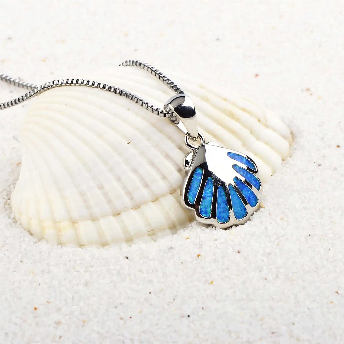Trendy Aobao Blue Opal Animal Shape Christian Silver Plated Minimalist Necklace European American Style Sweater Chain Gift Women