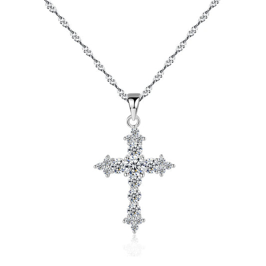 S&S 925 Sterling Silver CZ Cross Pendant Necklace – Rhodium Plated – Collection