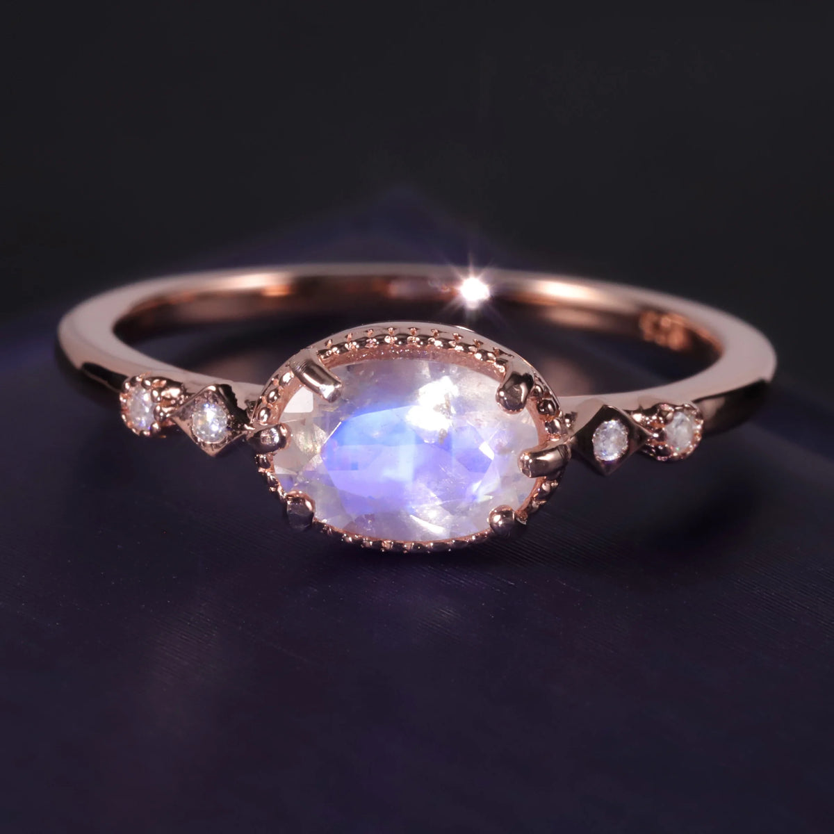 ArtistA OL0899 Abiding Jewelry Custom Oval Cut 5x7mm Colored Synthetic Lab Created Gemostone Zirconia 925 Sterling Sliver Stacking Ring