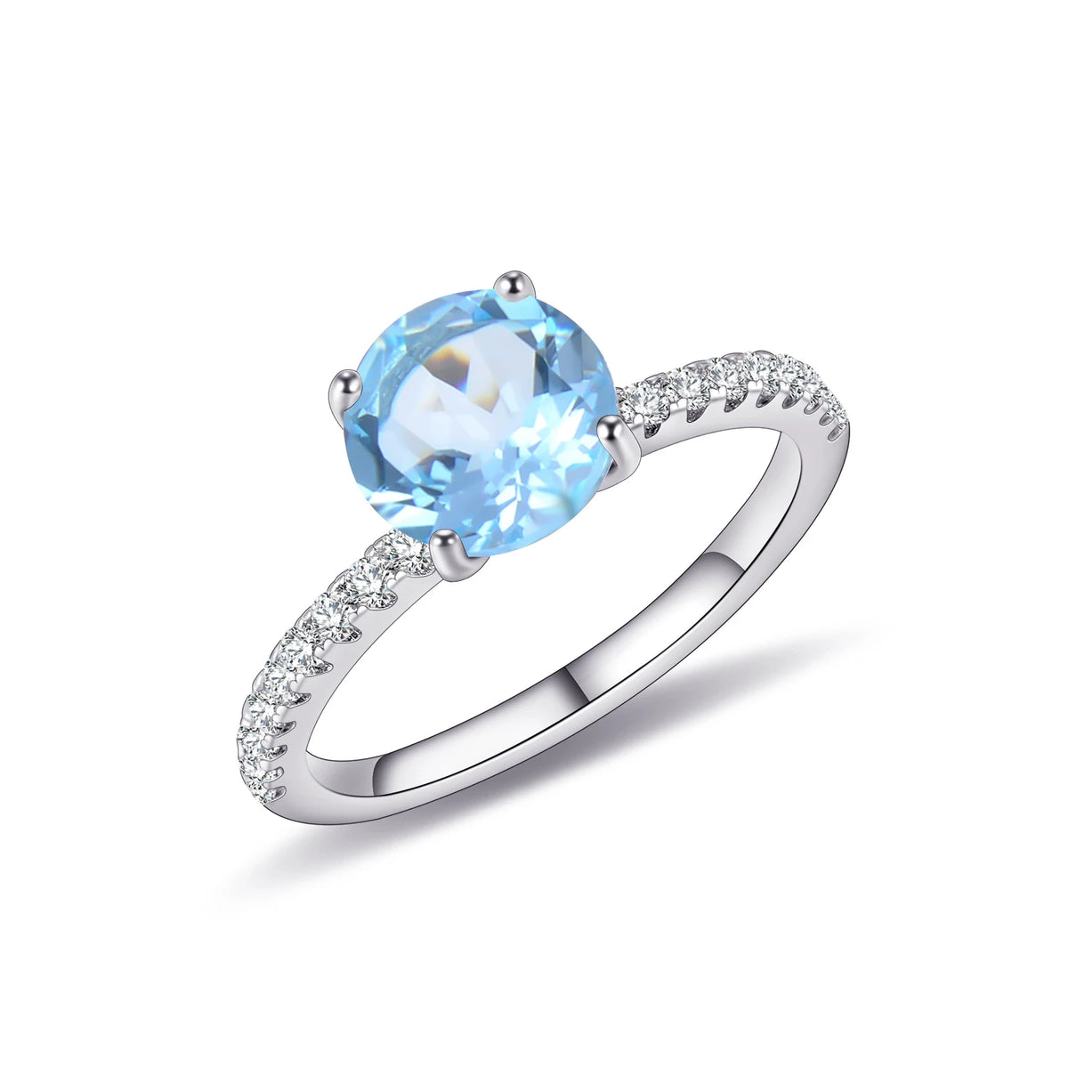 Gemfiori KH001 Abiding Jewelry Manufacturer Big Stone Round 8MM Natural Gemstone 925 Sterling Silver Women Engagement Wedding Rings
