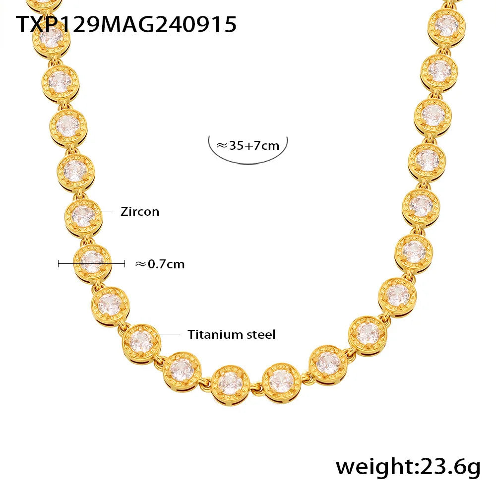 REDheart New Stainless Steel Full Drill 3A Zircon Mixed Color Bracelet PVD Vacuum Electroplating Does Not Fade Necklace Jewelry Set