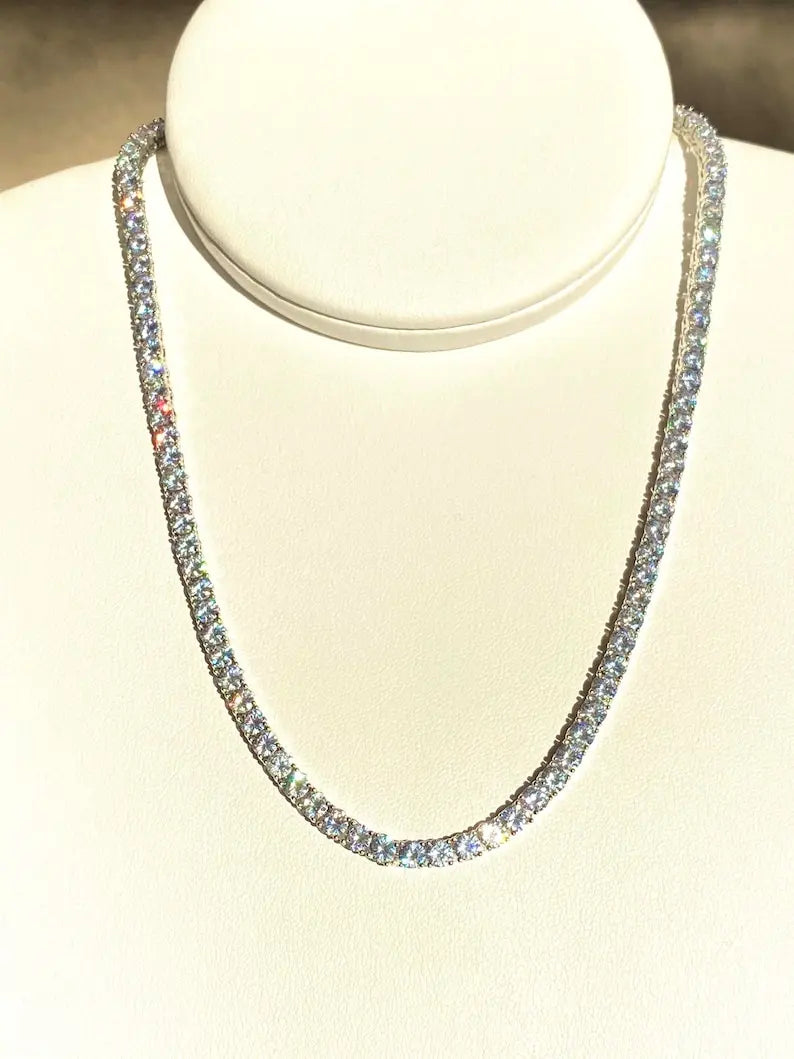 REBEL 3mm 4mm 5mm Moissanite Tennis Chain Iced Out Necklace Silver VVS Diamond Men Women Fine Jewelry Bracelet