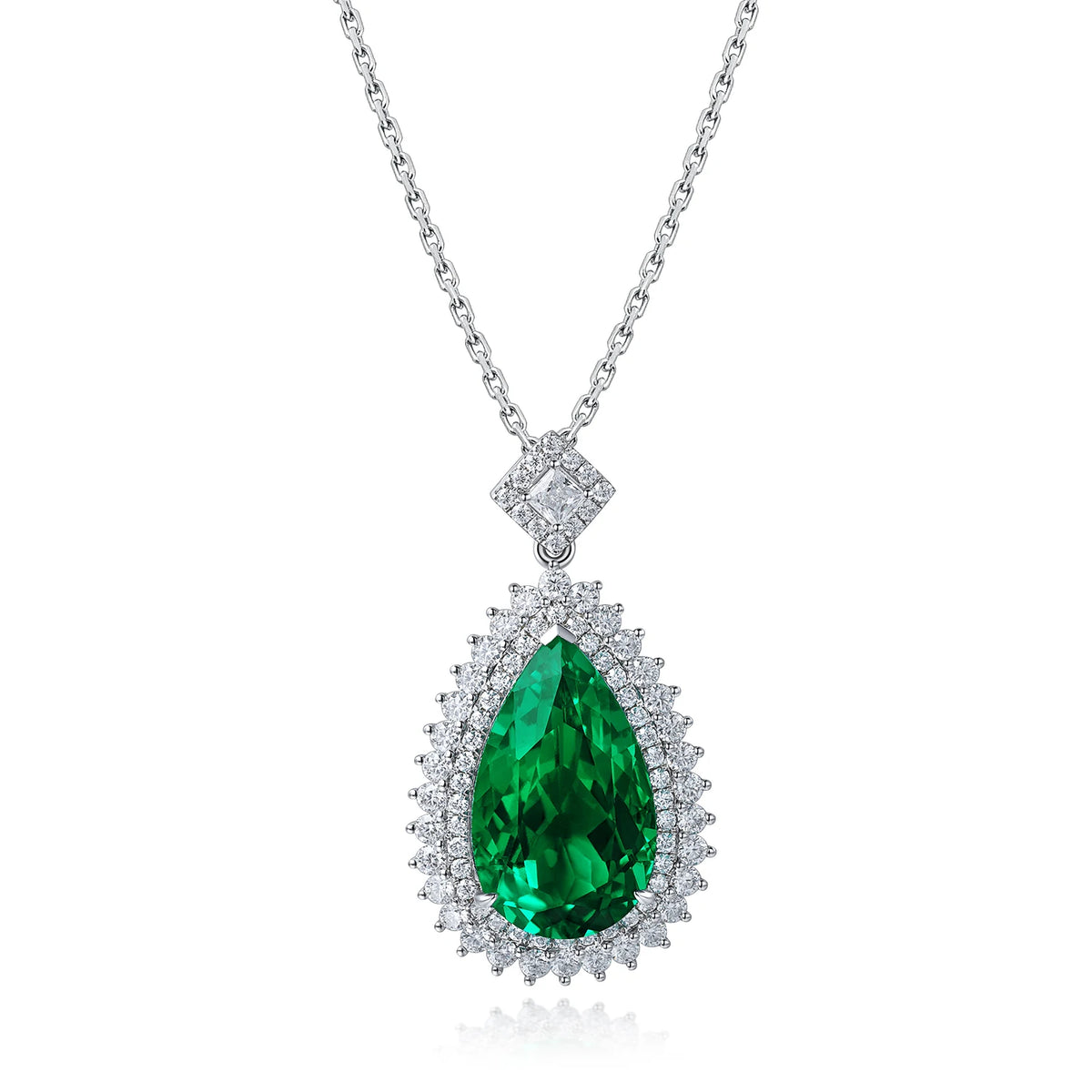 Gemfiori 19*12mm 9.9ct Pear shape Lab Hydro emerald 18k gold Fashion Pendant necklace from Shenzhen custom Gemfiori Wuzhou Gems