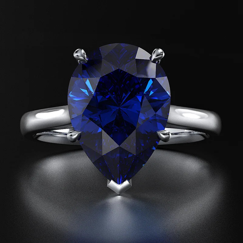 MuShan Jewelry Factory European and American 925 Silver 4.5ct Diamond Ring Yellow High Carbon Diamond Teardrop Shaped 10*14 Ring