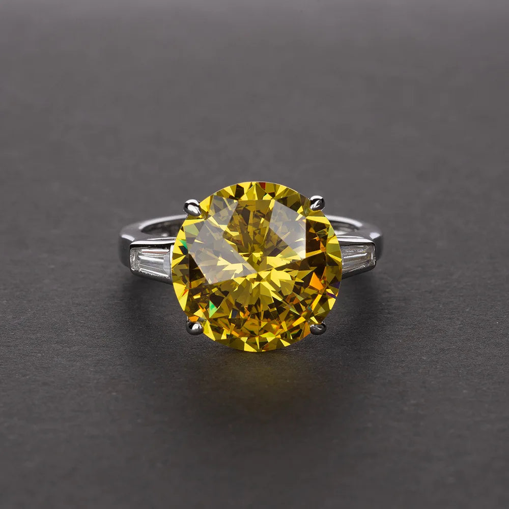MuShan Jewelry Factory Popular 6ct Round 12mm5A High Carbon Diamond Ring Simulation Diamond Ring in Europe and America