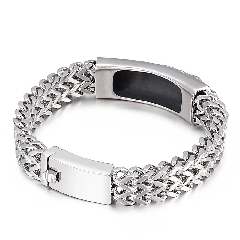 KALEN Black Friday Mens Stainless Steel Fashion Jewelry Bracelets Christian Jesus Bracelet Bangle