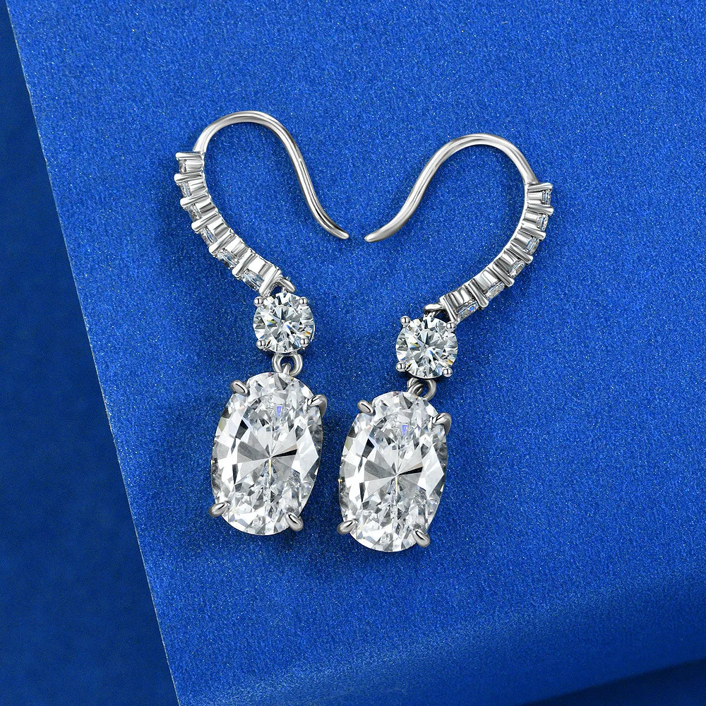 MUSHAN Jewelry Factory 925 Sterling Silver Ear Hooks 3 Carat 8*12 Fashionable and Versatile European and American Women Earrings
