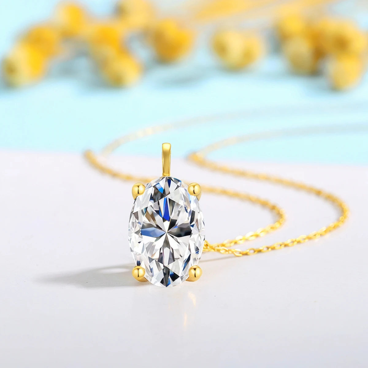 Gioiellieri Luxury Gold Jewelry Supplier Woman Mother's Day Gift Hollow 14K Gold 1ct 2ct 3ct Oval Moissanite Diamond Pendant