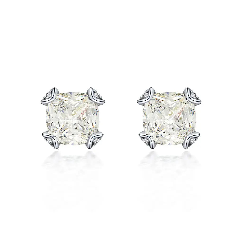MUSHAN Jewelry Factory 925 Silver 2.5 Carat Fat Square 8*8 European and American Exquisite High Carbon Diamond Earrings