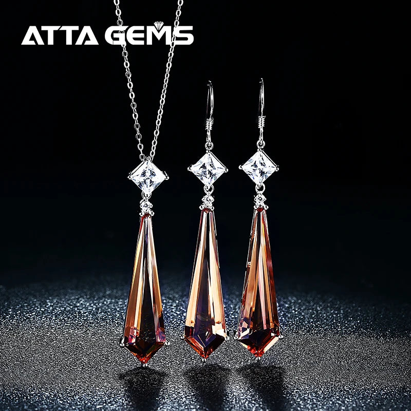 Color Change Zultanit Jewelry Sets 925 Sterling Silver Created Diaspore Pendant Earring Gemstone Jewelry for Women's Luxury