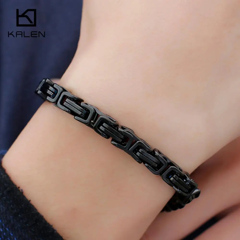 KALEN Stainless Steel Gold/Black Dragon Charm Bracelets for Men