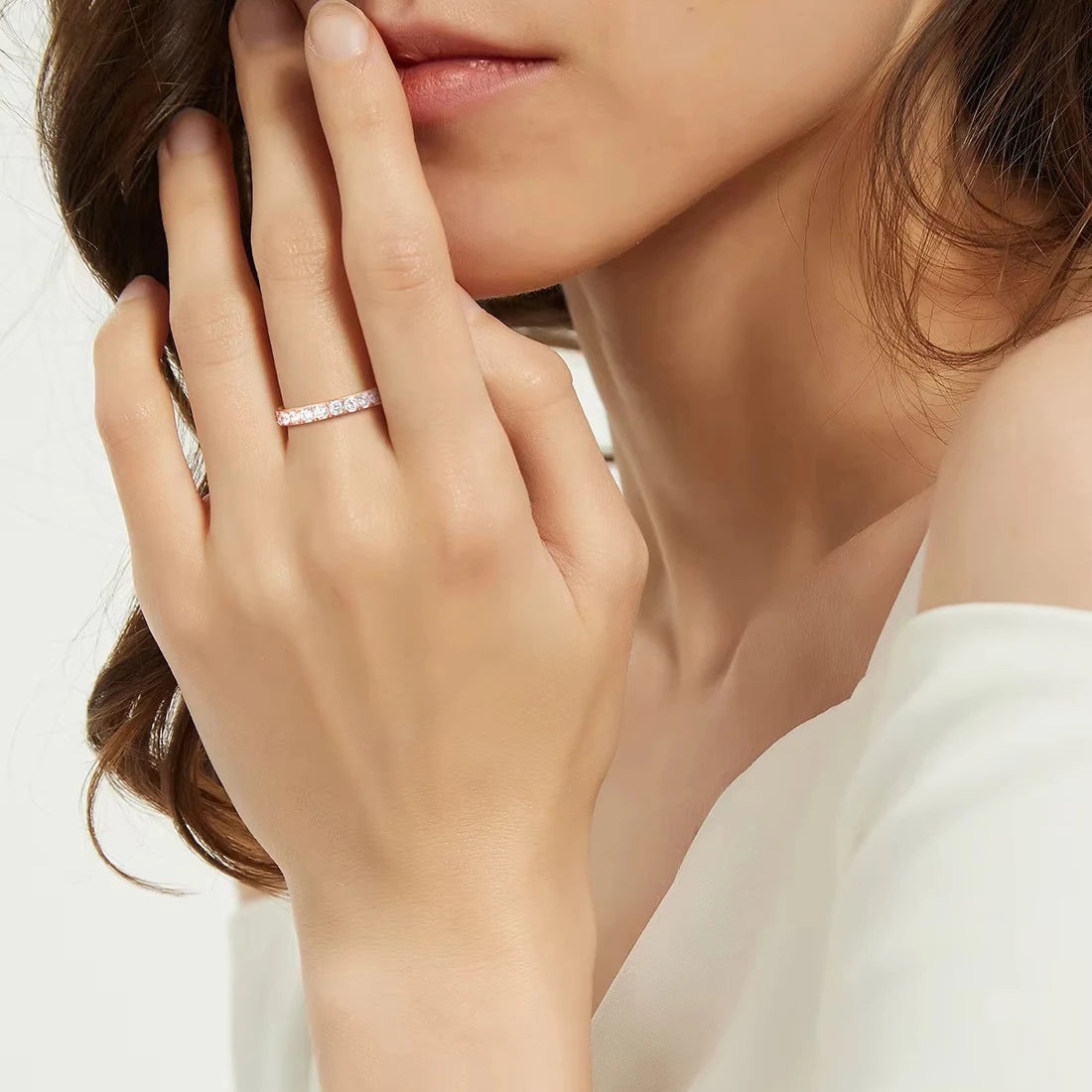 Colorful Classic Eternity Bands 3mm Titanium Silver Plated for Women Factory Price Stylish Cubic Zircon Wedding Rings Waterproof