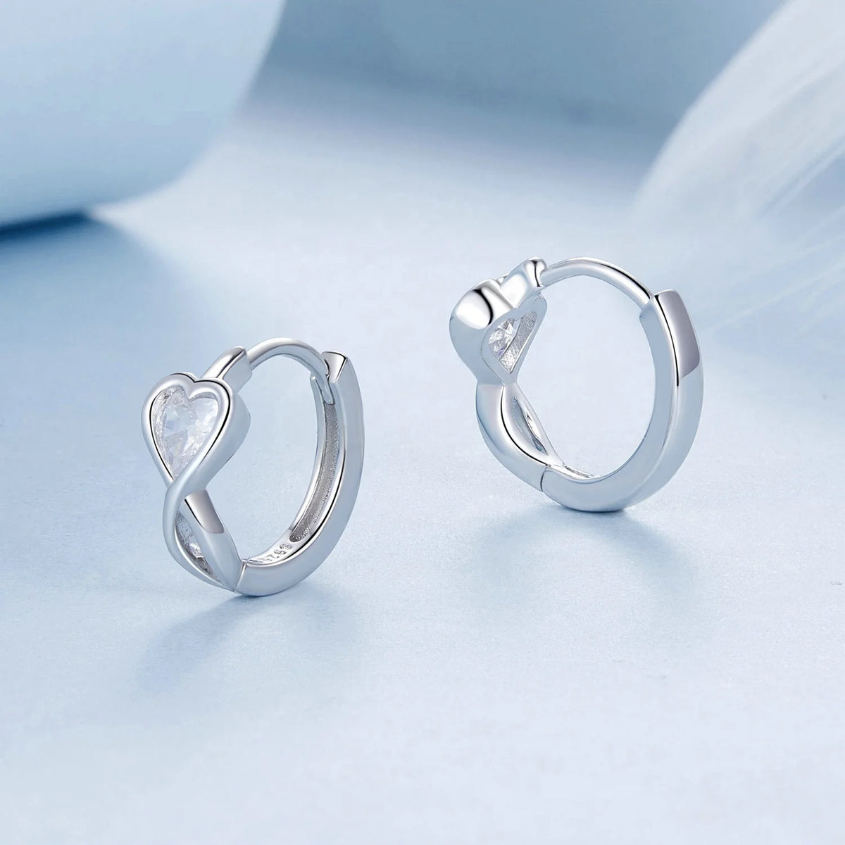 S&S Infinite Love Heart Zirconia Ring & Stud Earrings Set | 925 Silver Platinum Plated | Romantic | S&S Collection