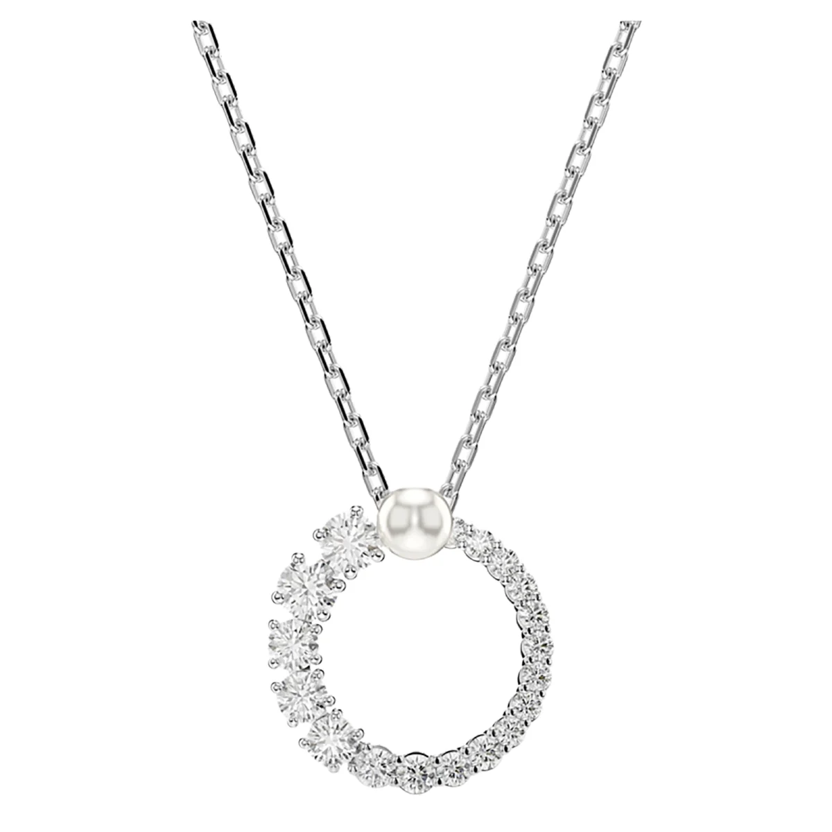 S&S Women Classic Copper Circle Crystal Zircon Pendant Necklace Silver Rose Gold Plated Sparkling Cubic Zirconia Dainty Chain Party