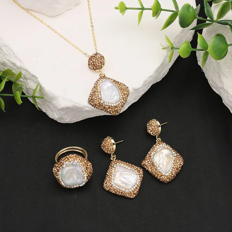 GLSEEVO 18K Gold Plated Natural Freshwater Pearl Jewellery Sets — Luxury Bridal & Wedding Collection