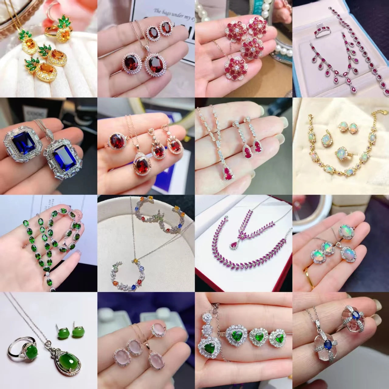 Luxury Wedding Gift Cube Zircon 925 Silver Jewelry Set for Women Pink Sapphire Bridal Earrings  Pendants Necklace