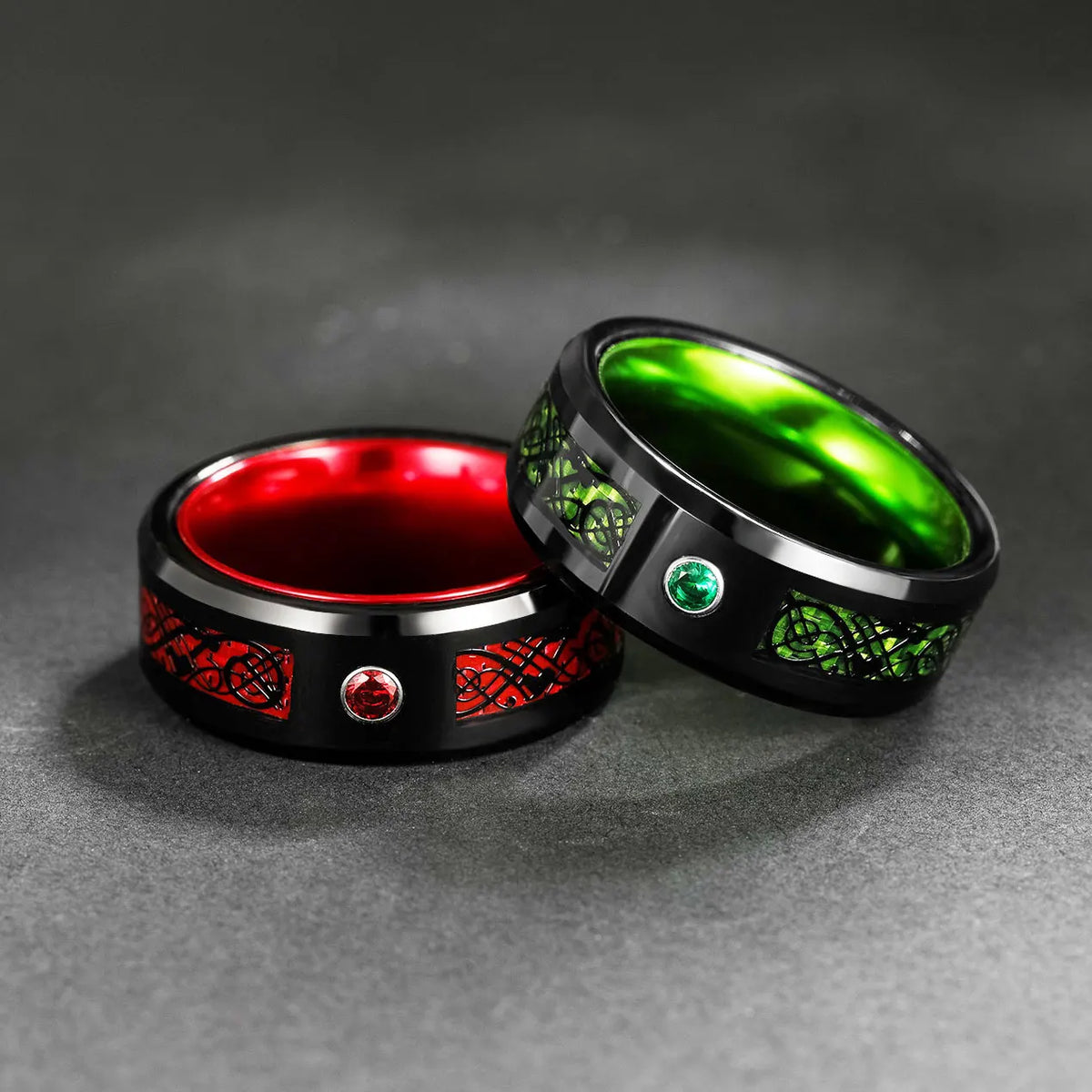 REBEL Colourful Celtic Dragon Tungsten Carbide Ring