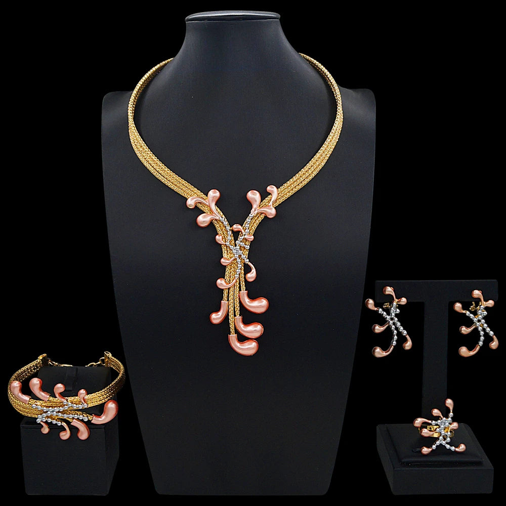 Zhuerrui Italiano Gold Designs Women Jewellery Set Party Fine Costume Jewelry Set Luxury Big Necklace Jewellery Sets X0008230