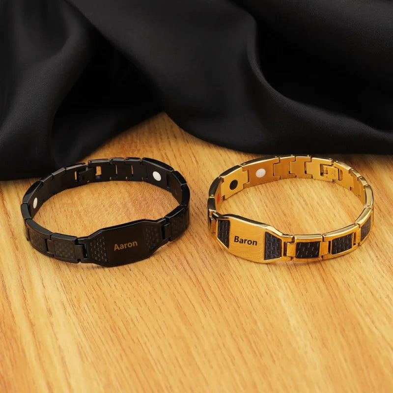 Wholesale Therapy Energy Cuff Men Germanium Magnetic Bracelet Japanese Bio Stainless Steel Health for Man Hologram Bracelets