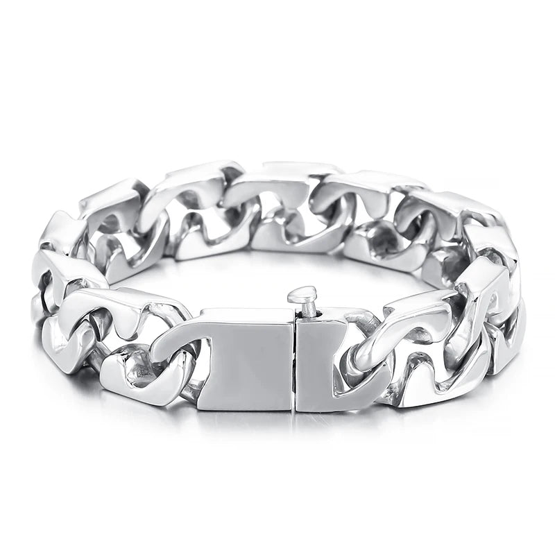 REBEL Casual Polished Stainless Steel Novel Style Links Bracelet for Man