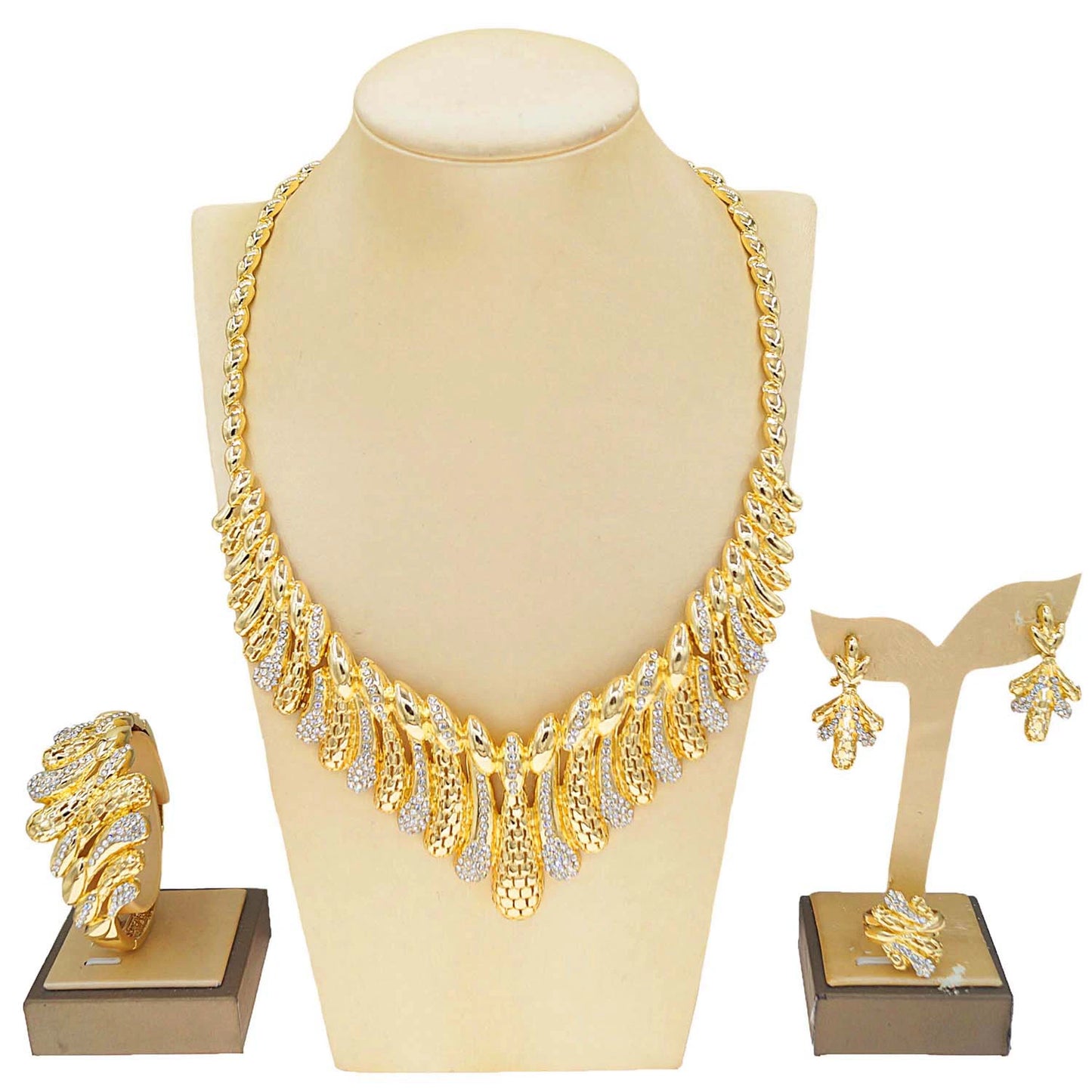 Zhuerrui Fashion New Jewelry Four Sets of Gold-Plated Chain Heavy Industry Classic Atmospheric Earrings Trend JewelryHN201101