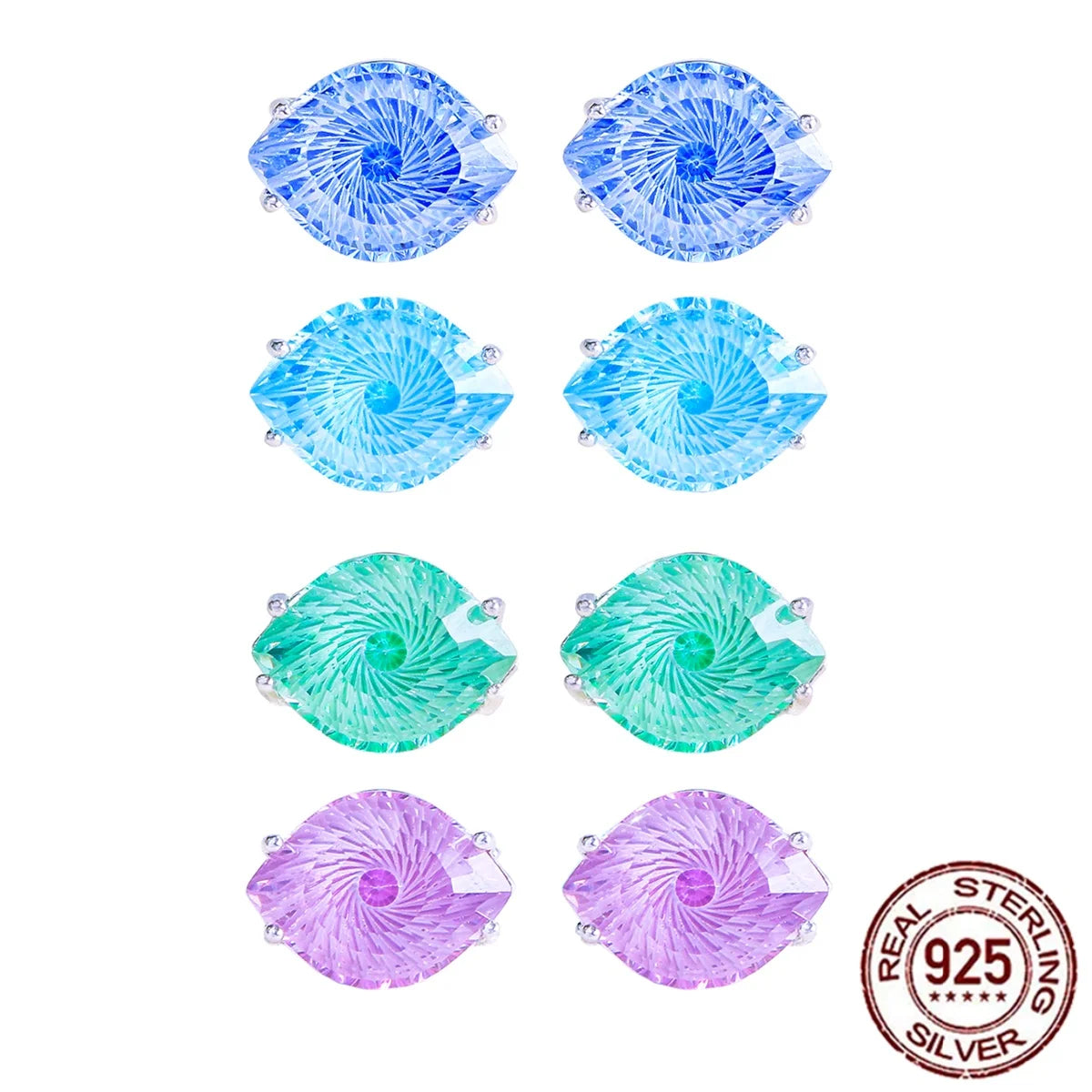 S&S 925 Sterling Silver Magic Eye CZ Stud Earrings – 4 Colours – Collection