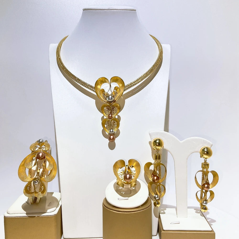 Italian Jewelry Set Alloy Brazilian Jewelry Sets Wedding Party Pendant Necklace Bracelet Ring Earrings Jewelry Set  HS2603625