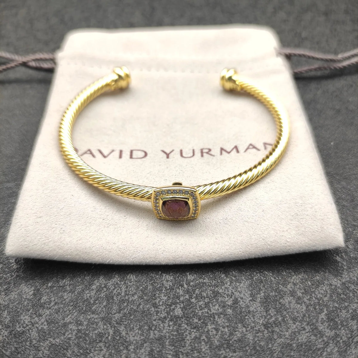 FASHIONISTA DY High-Quality Gold-Plated 4mm Square Diamond Bracelet, Fashionable Colored Diamond Bracelet, Jewelry