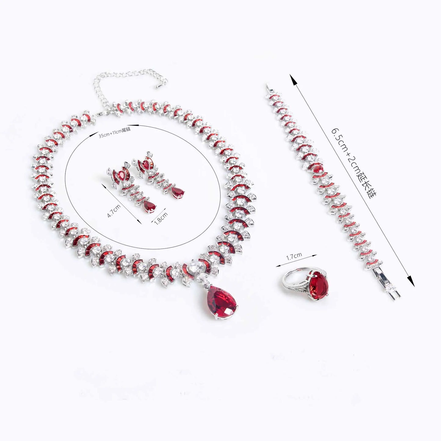 Luxury Bling Zircon Crystal Earrings Necklace Set Statement Engagement Wedding Bridal Jewelry Set for Women