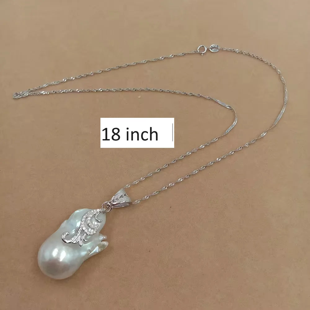 Fashion Choker Jewelry Set 925 Silver Big Baroque Freshwater Pearl ,100% Natural Gold Plated Wedding Party WOMEN'S Gift Unisex
