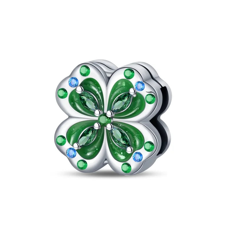 S&S Four Leaf Clover Zircon & Enamel 925 Silver Jewellery | Rings, Earrings, Bracelet & Pendant | S&S Collection