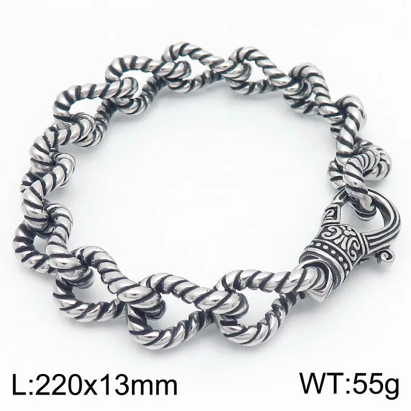 KALEN Fine Jewelry Men Gothic Bracelets Stainless Steel Rope Links Fashion Bracelets Bangles