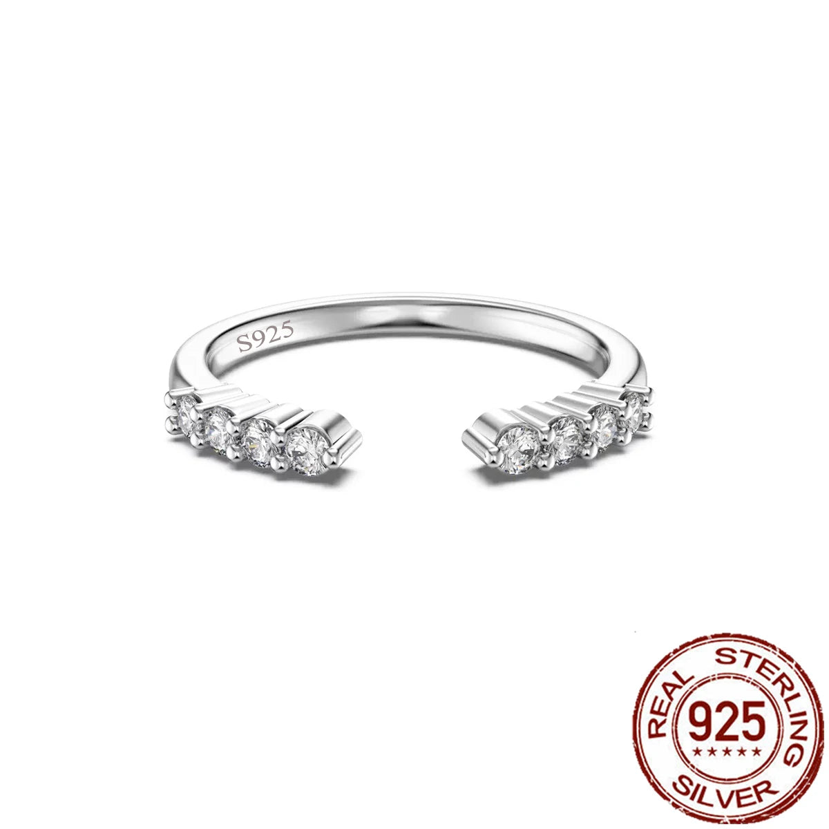S&S 925 Sterling Silver CZ Stackable Ring Collection – Adjustable & Sized – Collection