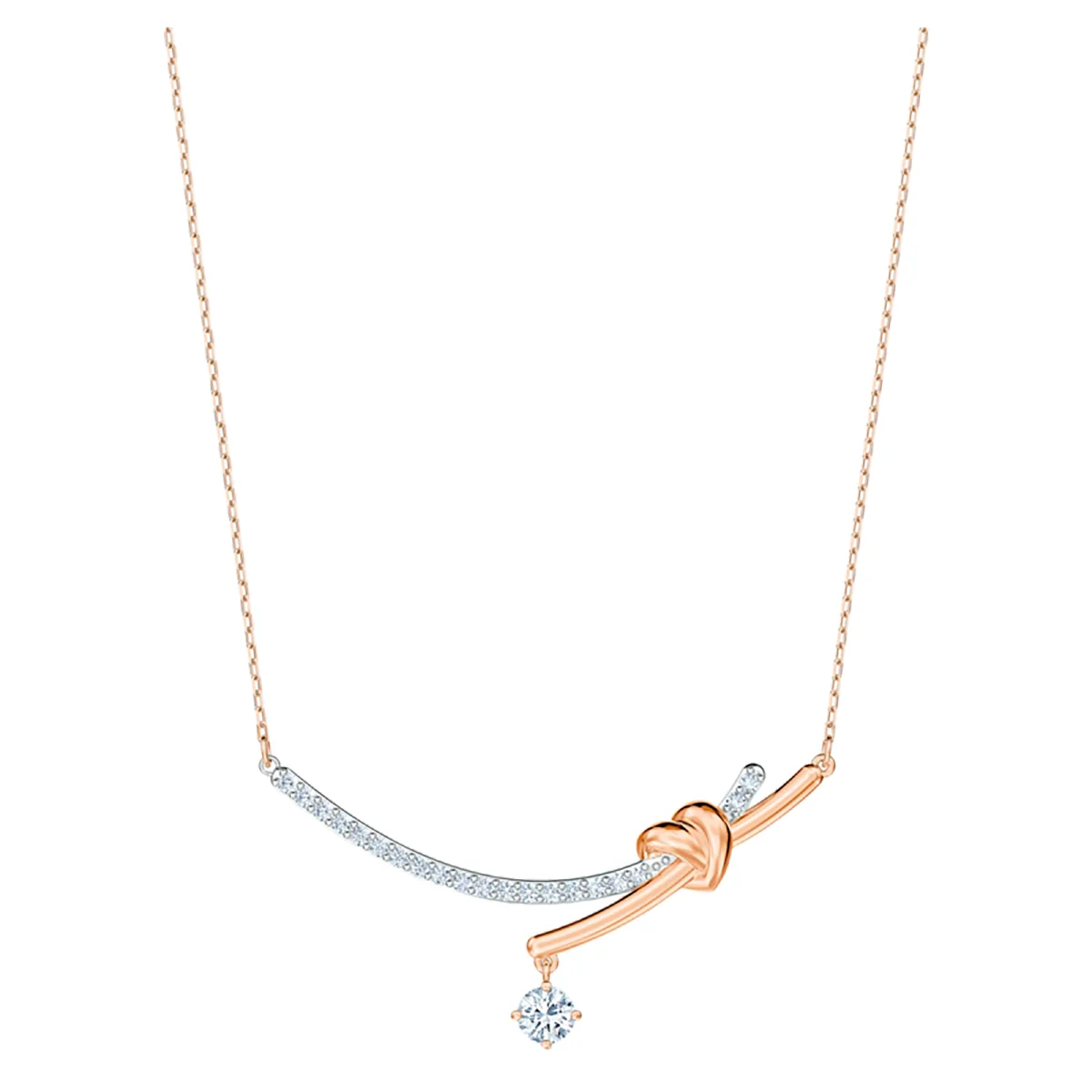 S&S Dainty Love Heart Pendant Necklace, Cubic Zirconia Key Interlocking Necklace Romantic Gift for Her