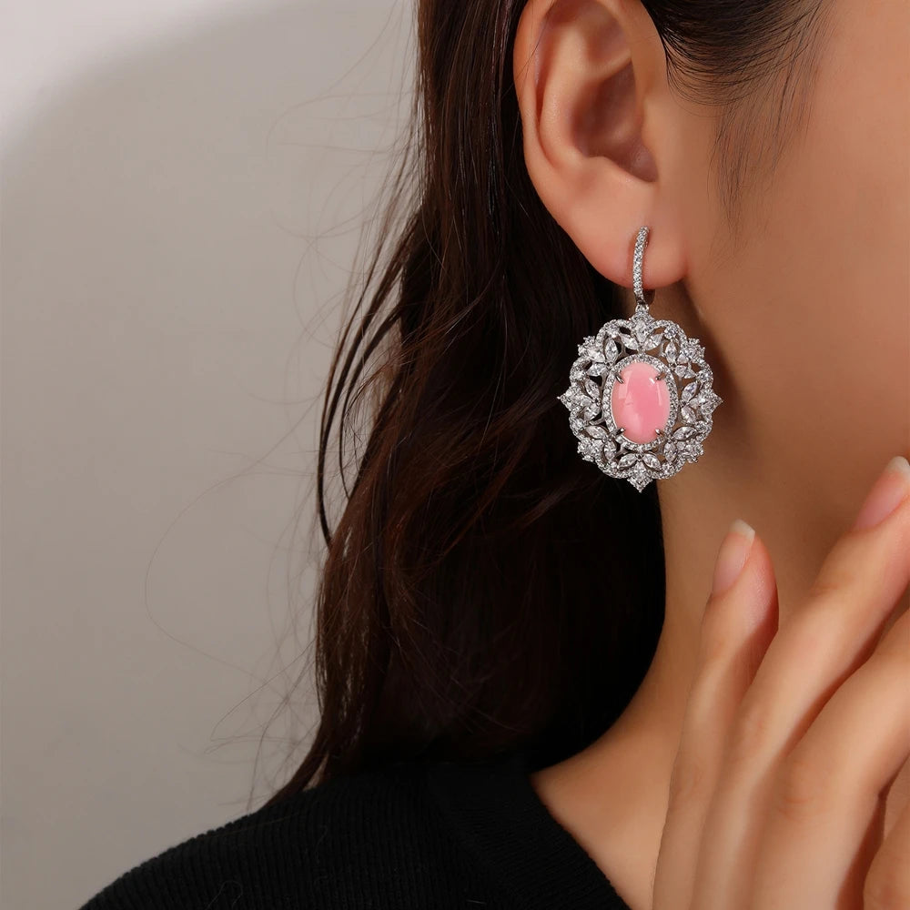 MUSHAN Jewelry Factory S925 Sterling Silver Earrings High End Electroplated Gold High Carbon Diamond Queen Shell Earrings