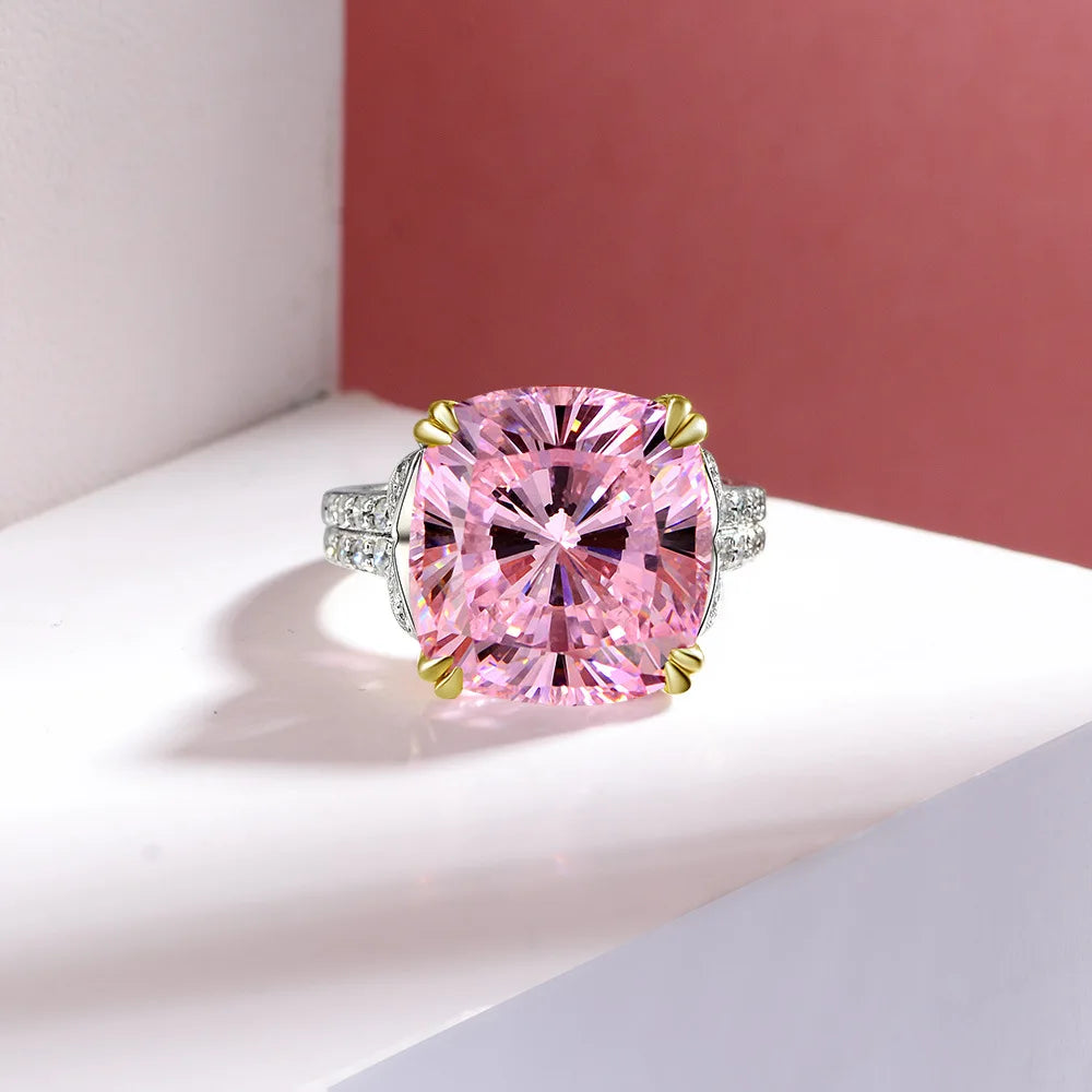 MuShan Jewelry Factory 2026 New S925 Sterling Silver Ring High Carbon Diamond 14*14 Diamond Ring Is Selling Well Across Borders