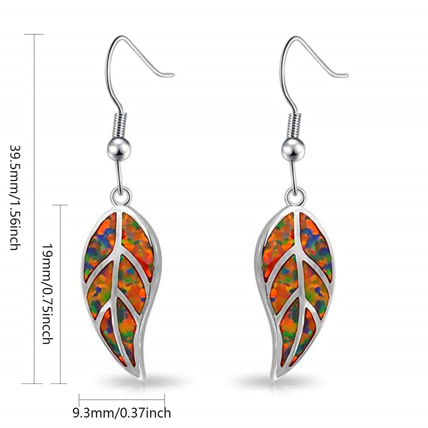 TikTok Viral Ocean Leaf Brass Opal Christian Plant Pendant Earrings Boho Beach Dainty Jewelry